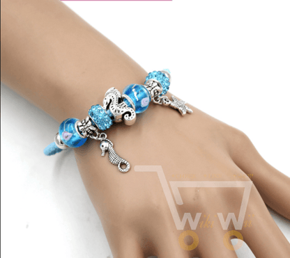 Light Blue Starfish and Sea Horse Bracelets - WikiWii