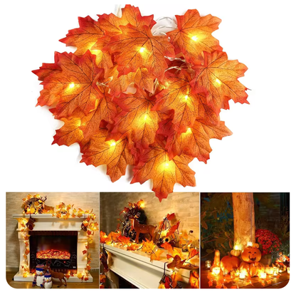 Halloween & Christmas 7 Ft Artificial Maple Leaf LED String