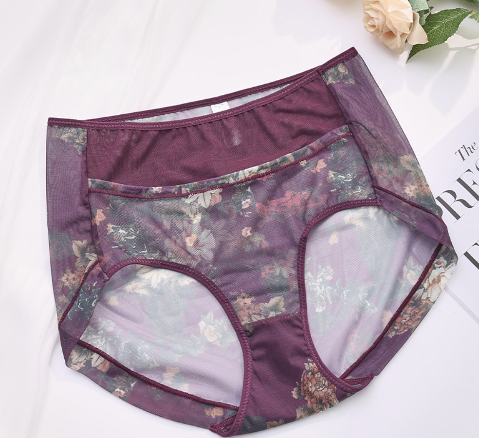 Ice Silk Lace Cooling Comfort Underwear-Vintage Red