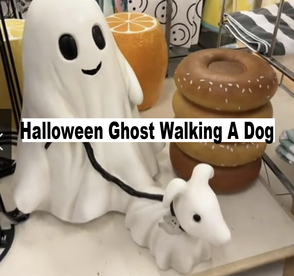 Halloween Ghost Walking A Dog