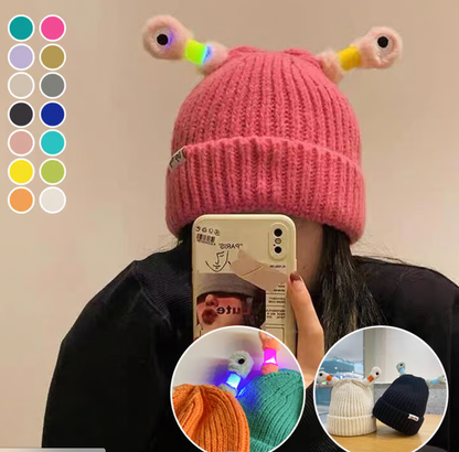 🔥Winter Parent-Child Cute Glowing Little Monster Knit Hat