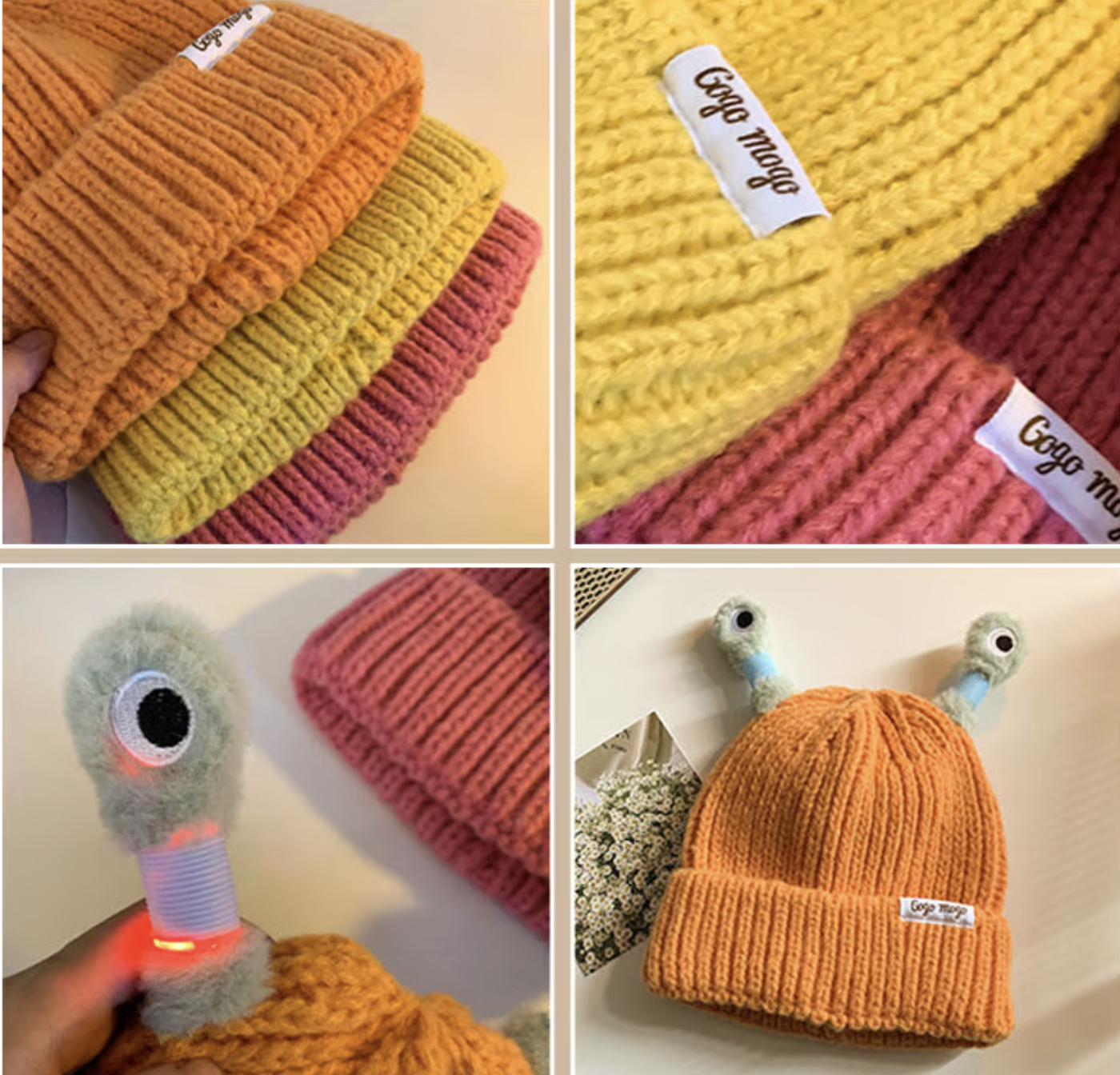 🔥Winter Parent-Child Cute Glowing Little Monster Knit Hat