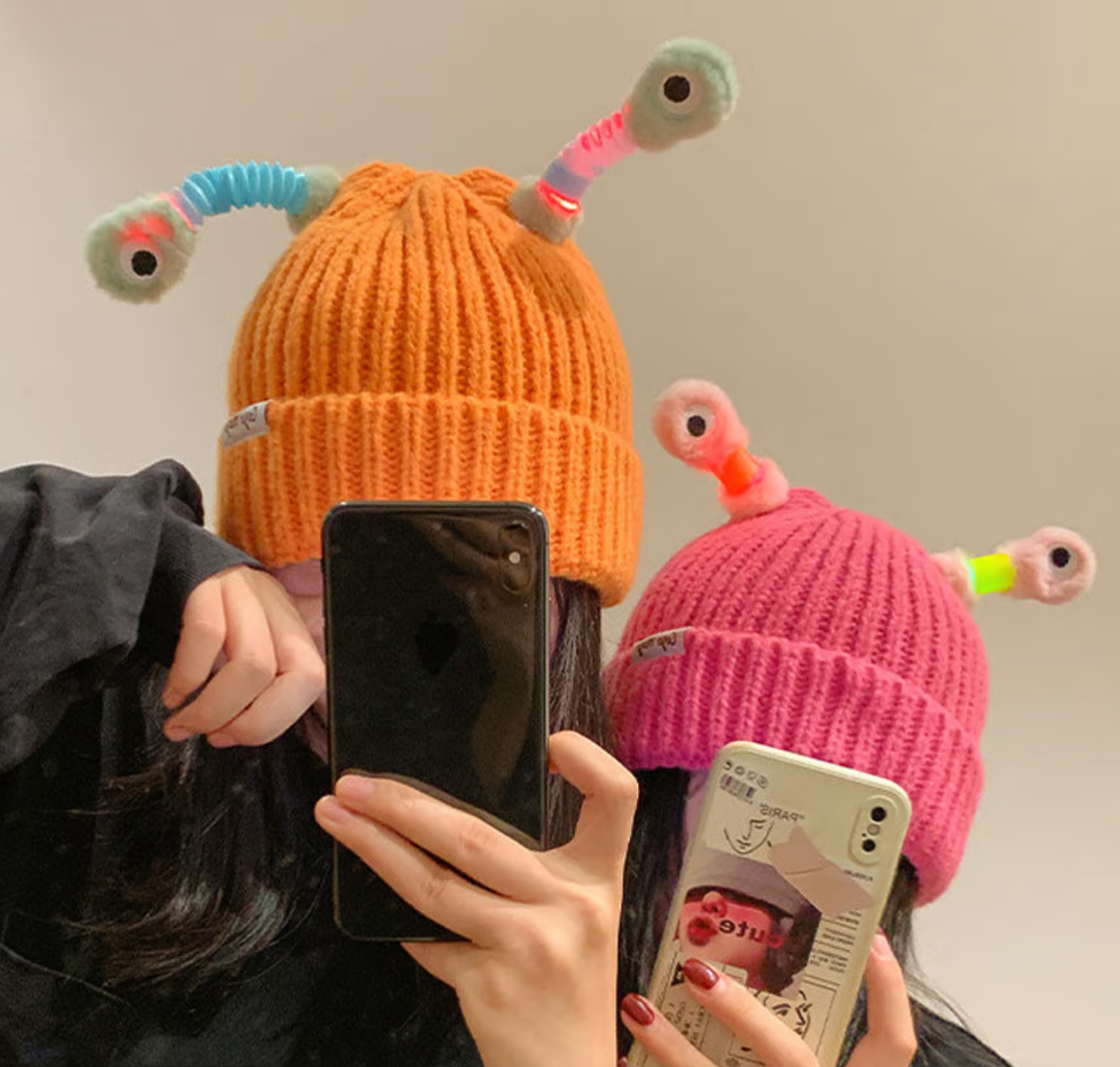 🔥Winter Parent-Child Cute Glowing Little Monster Knit Hat