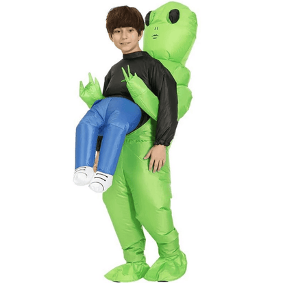 Green Alien Carrying Human Costume - WikiWii