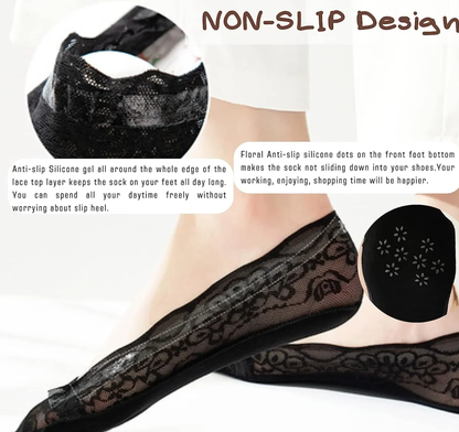 Lace No Show Liner Socks for Women-1 size fit all