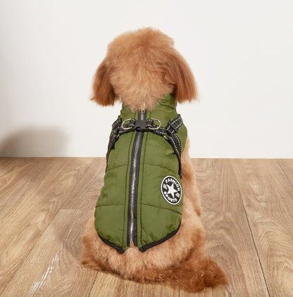 Waterproof Winter Dog Jacket with Built-in Harness