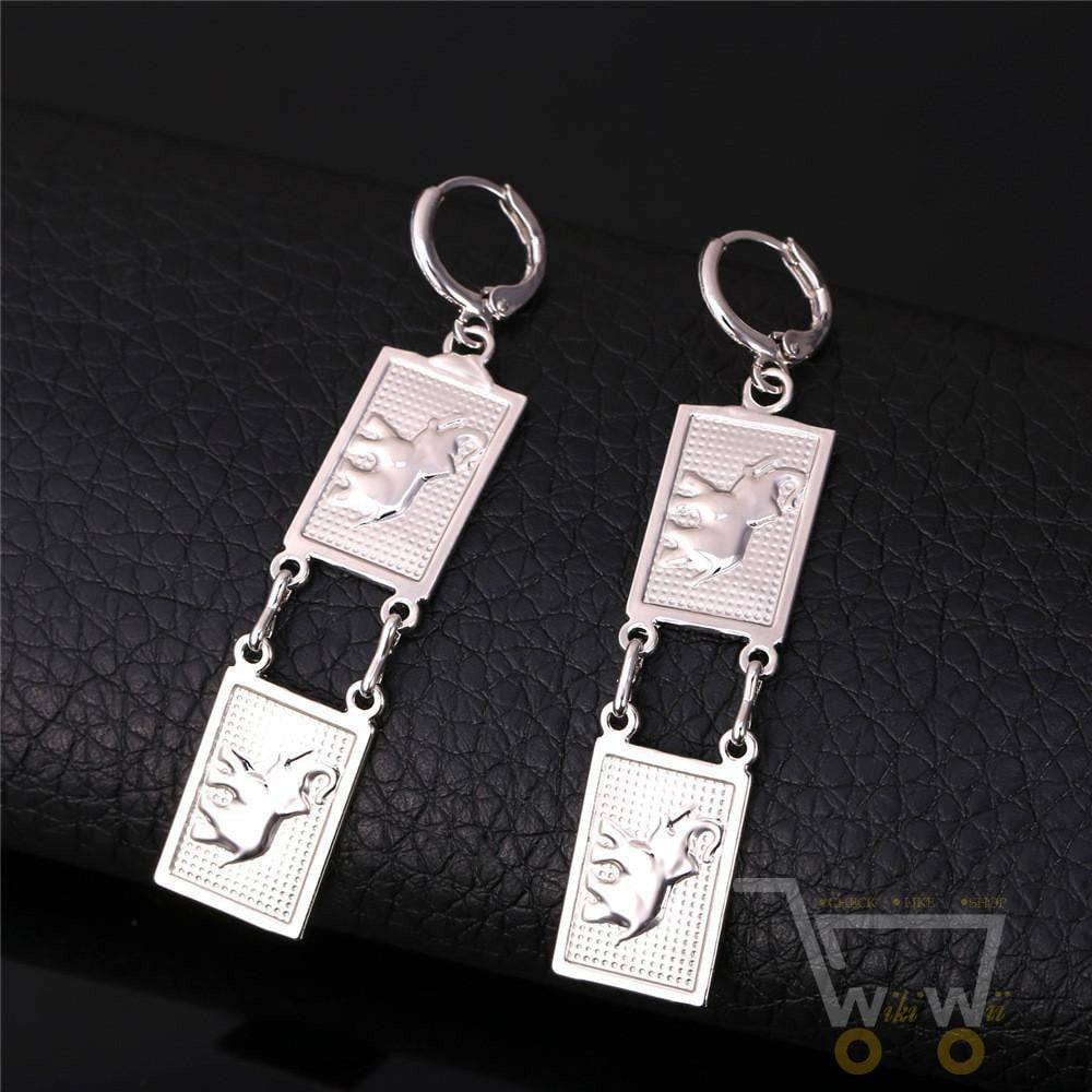 18K Gold Plated / Platinum Plated Square Shape Elephant Earrings - WikiWii