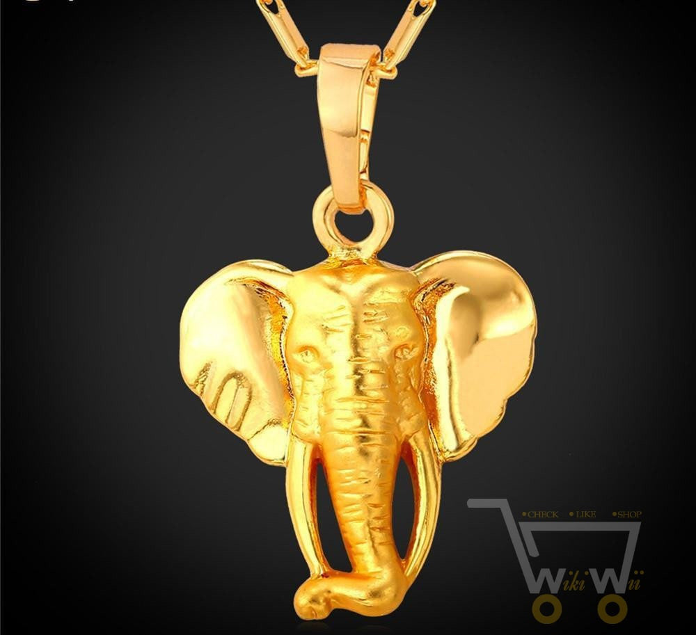 18k Gold Plated Lucky  Elephant Necklace - WikiWii