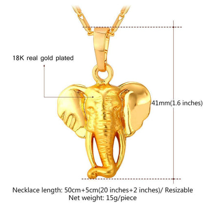 18k Gold Plated Lucky  Elephant Necklace - WikiWii
