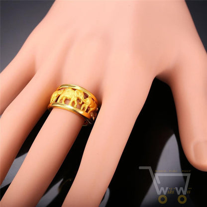 18K Gold Plated African Elephant Ring - WikiWii