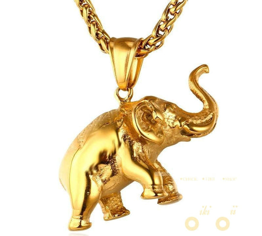 18K Gold Plated /Stainless Steel plated Lucky elephant necklace - WikiWii