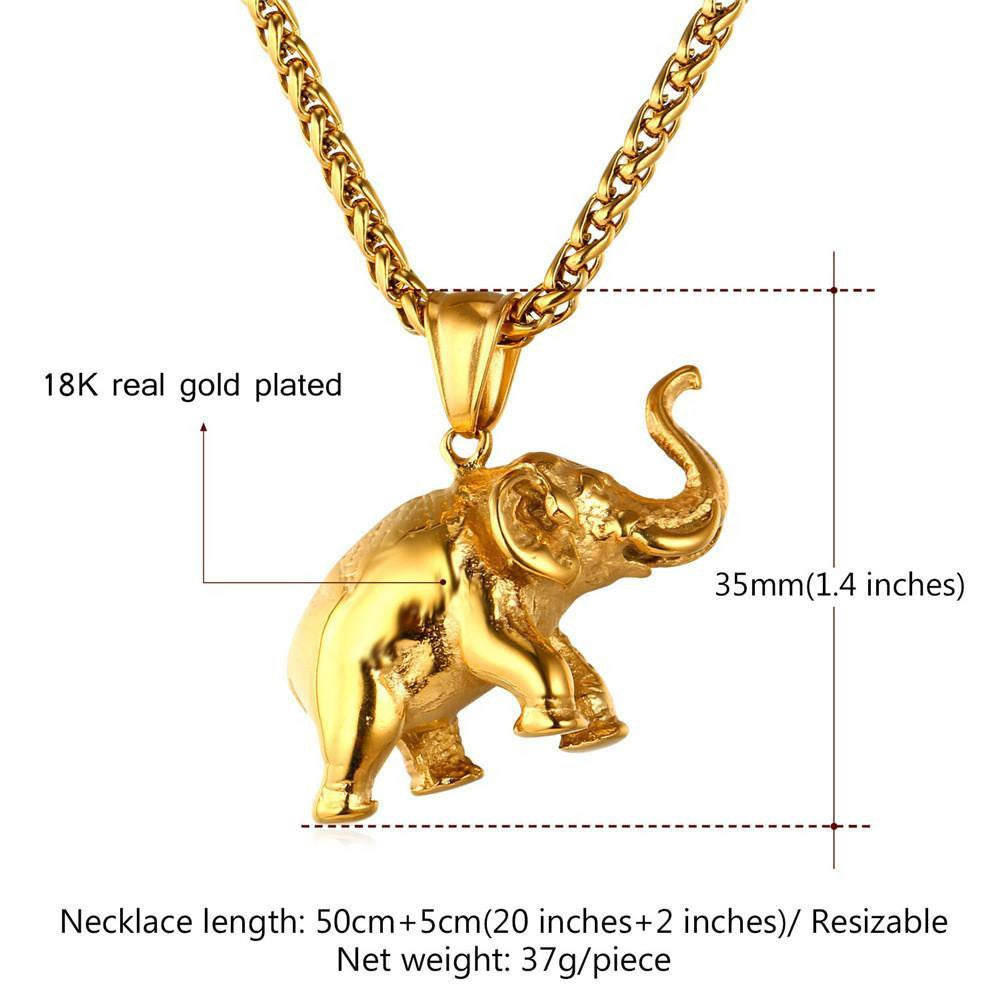 18K Gold Plated /Stainless Steel plated Lucky elephant necklace - WikiWii