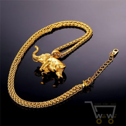 18K Gold Plated /Stainless Steel plated Lucky elephant necklace - WikiWii