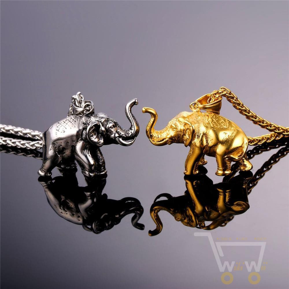 18K Gold Plated /Stainless Steel plated Lucky elephant necklace - WikiWii