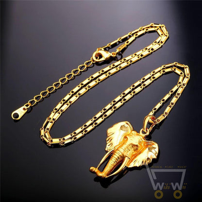 18k gold plated Cute Elephant Necklace Earrings Set - WikiWii