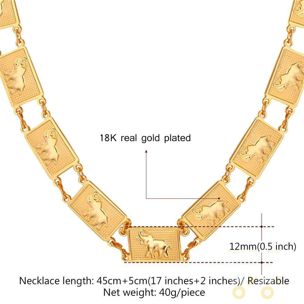 18k Gold Plated /Platinum Plated Thailand Lucky Elephant Necklace - WikiWii