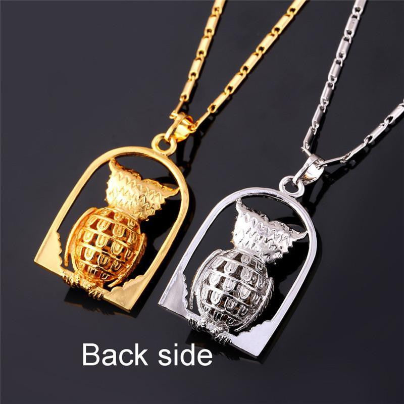 18K Gold/Platinum Plated Fashion Jewelry Owl Necklace - WikiWii