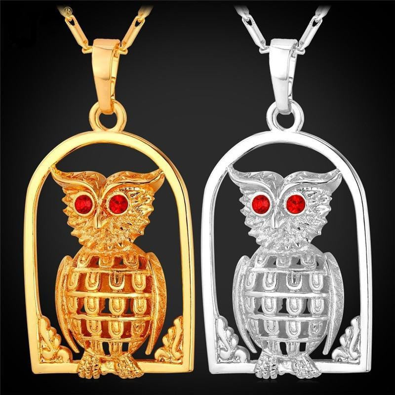 18K Gold/Platinum Plated Fashion Jewelry Owl Necklace - WikiWii