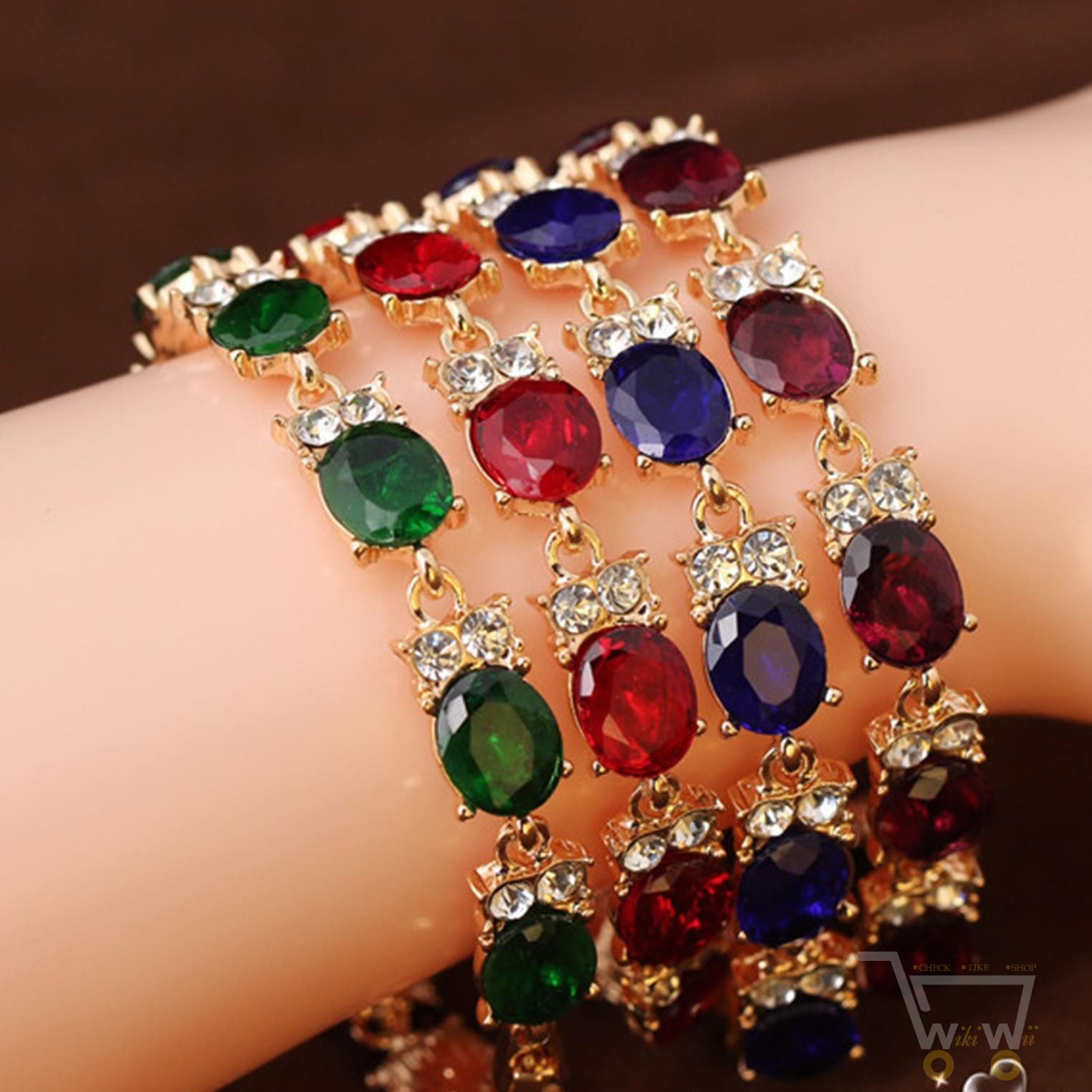 18 kg Yellow Gold Owl Bracelets / 4 Colors Crystal - WikiWii