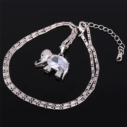 18K Gold/Platinum Plated Cute Elephant Necklace - WikiWii