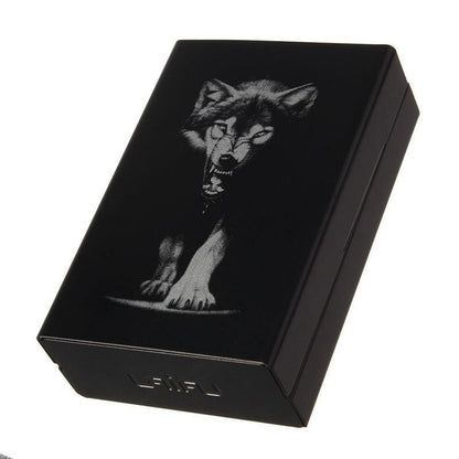 Black Wolf Metal Cigarette Case- Automatic Cigarette Holder - WikiWii