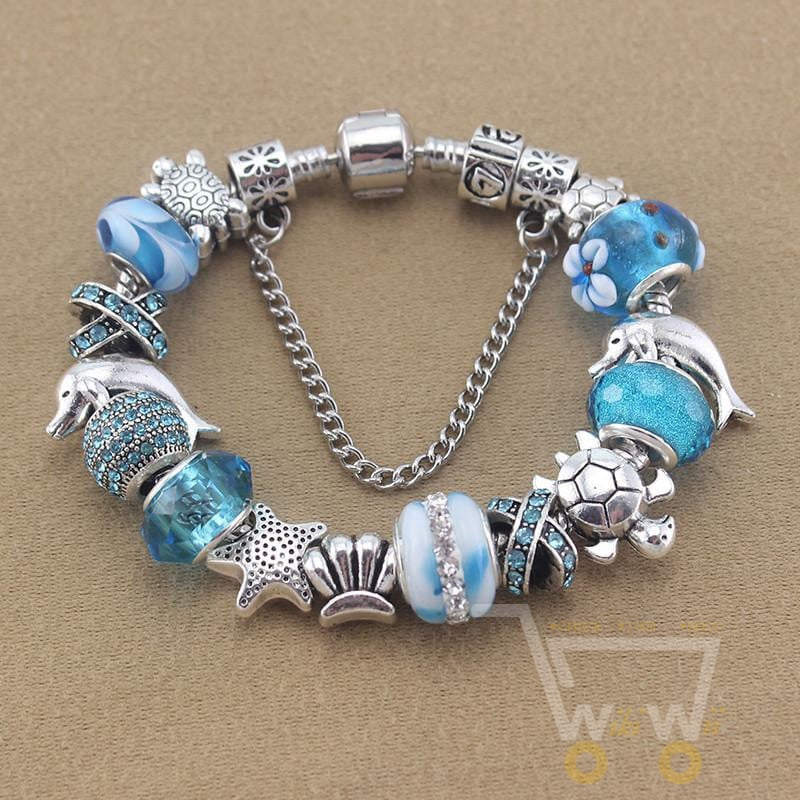 Blue Beads bracelets Sea Turtle / Dolphin - WikiWii