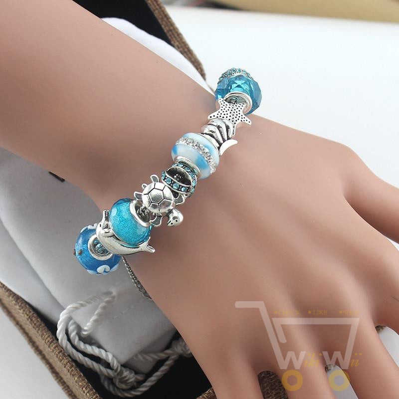 Blue Beads bracelets Sea Turtle / Dolphin - WikiWii