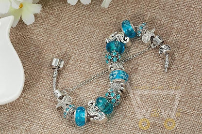 Blue Charm Bracelet Sea horse // Sea turtle - WikiWii