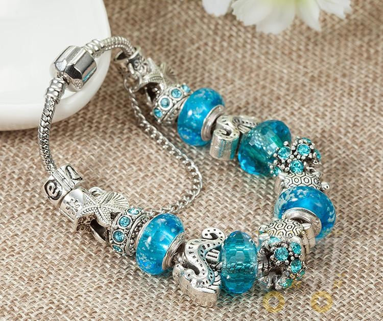 Blue Charm Bracelet Sea horse // Sea turtle - WikiWii