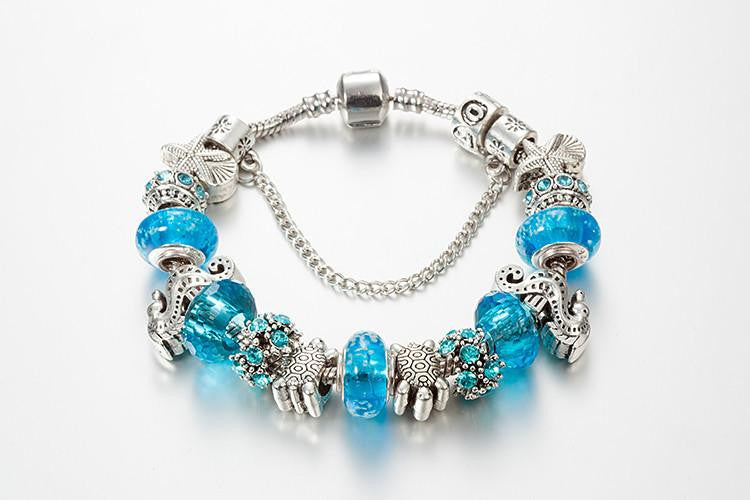 Blue Charm Bracelet Sea horse // Sea turtle - WikiWii