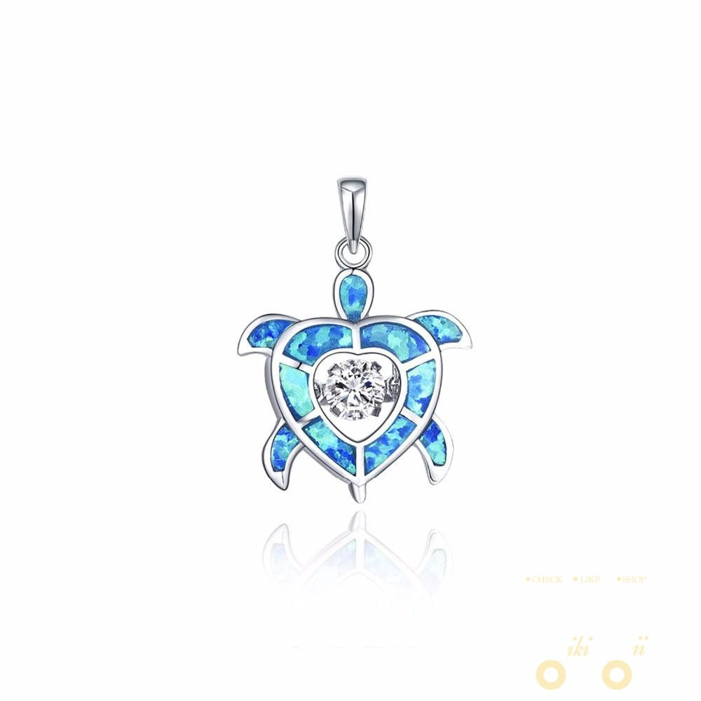 Blue Heart Sea Turtle Necklace - WikiWii