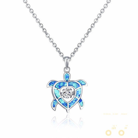 Blue Heart Sea Turtle Necklace - WikiWii