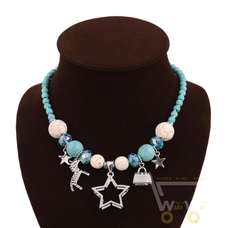 Blue Rhinestone Horse Necklaces - WikiWii