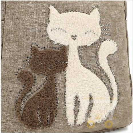 canvas bag with cute cat Appliques - WikiWii