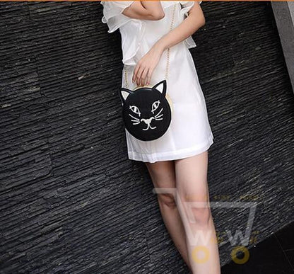 Cartoon Cute Personality Cat Round Shoulder Diagonal Cross Fashionista Bag - WikiWii