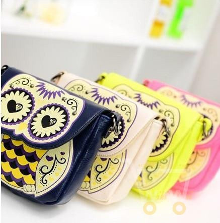 cartoon owl bag mini bag print (small bags women leather handbags messenger) - WikiWii