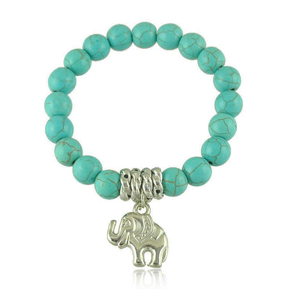 Classic Ethnic Turquoise Silver Elephant Bracelets - WikiWii