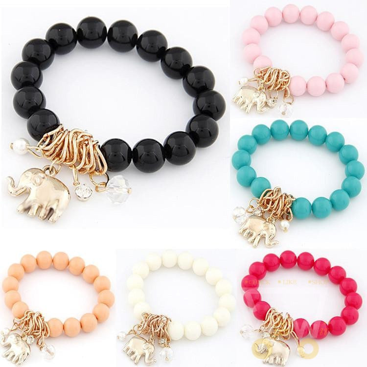 Colorful Beads Elephant Charm Bracelet - WikiWii