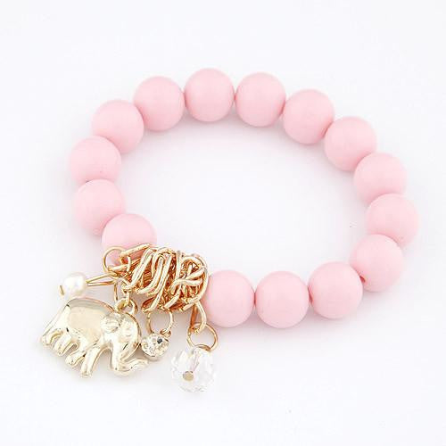 Colorful Beads Elephant Charm Bracelet - WikiWii