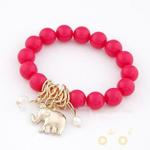 Colorful Beads Elephant Charm Bracelet - WikiWii