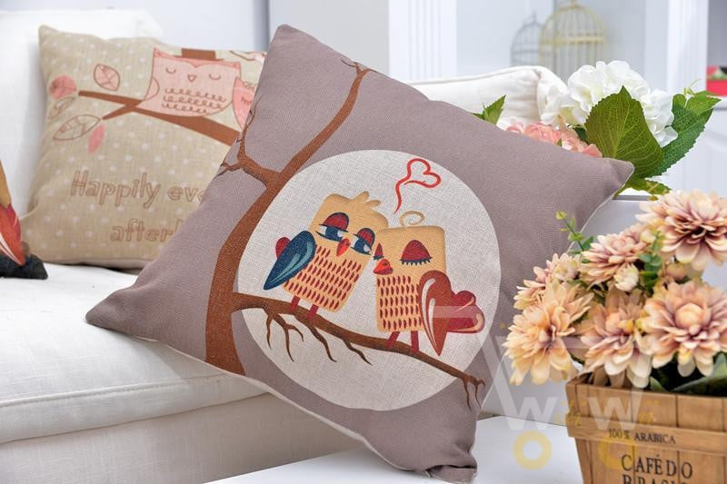 cotton Owl pillow cover Home Car Sofa - WikiWii