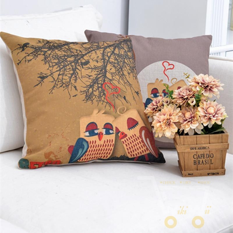 cotton Owl pillow cover Home Car Sofa - WikiWii
