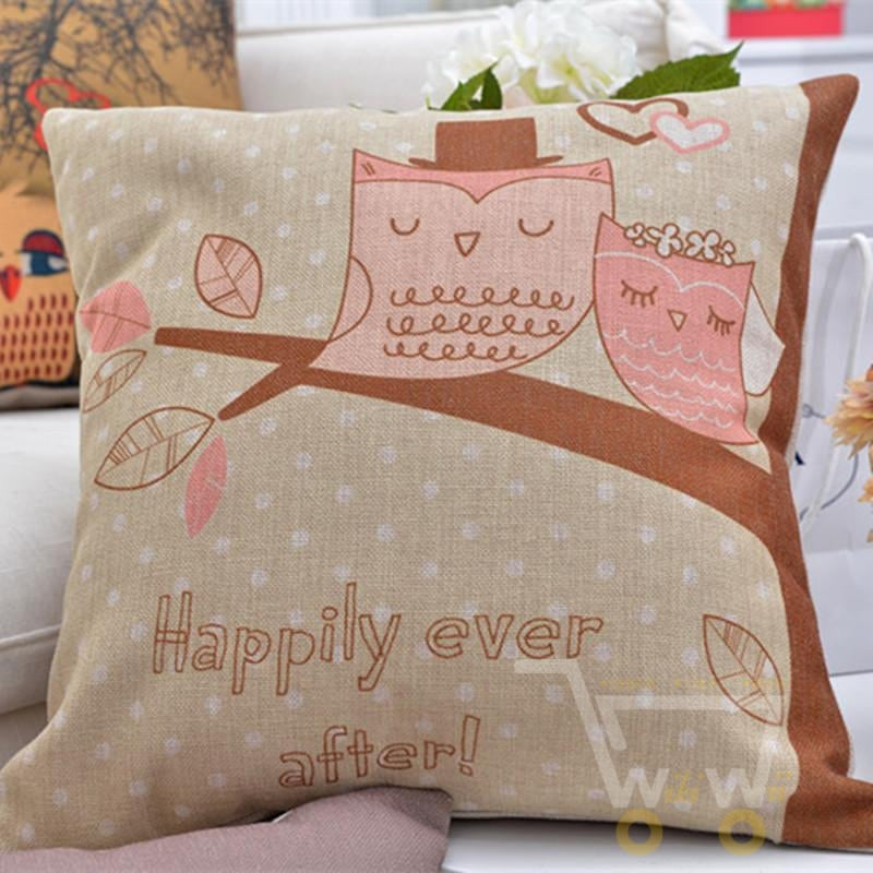 cotton Owl pillow cover Home Car Sofa - WikiWii