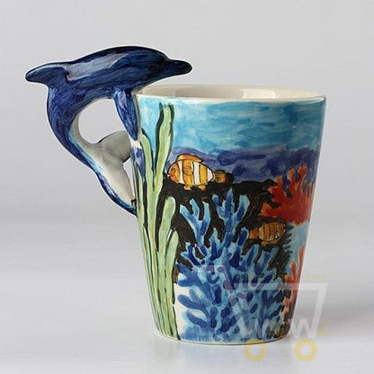 Creative Hand Painting Ocean 3D Dolphin Mug - WikiWii