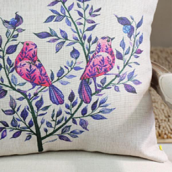 Creative pastoral painting of flowers and owl cotton pillowcases - WikiWii