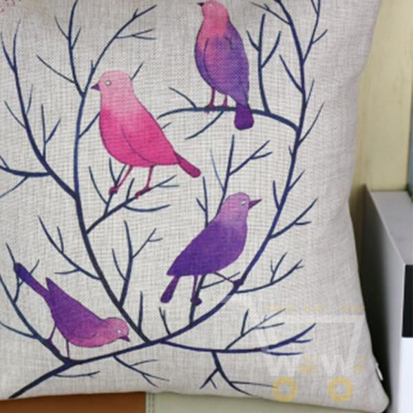 Creative pastoral painting of flowers and owl cotton pillowcases - WikiWii