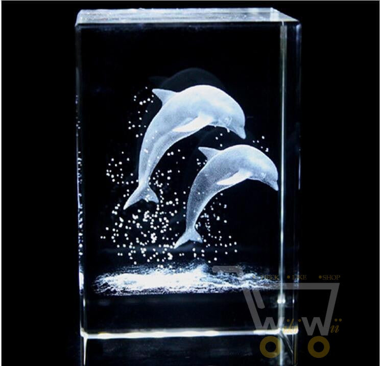 Crystal Dolphin Laser Carving - WikiWii