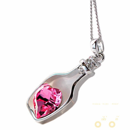 Crystal Heart In a Bottle Necklace - WikiWii