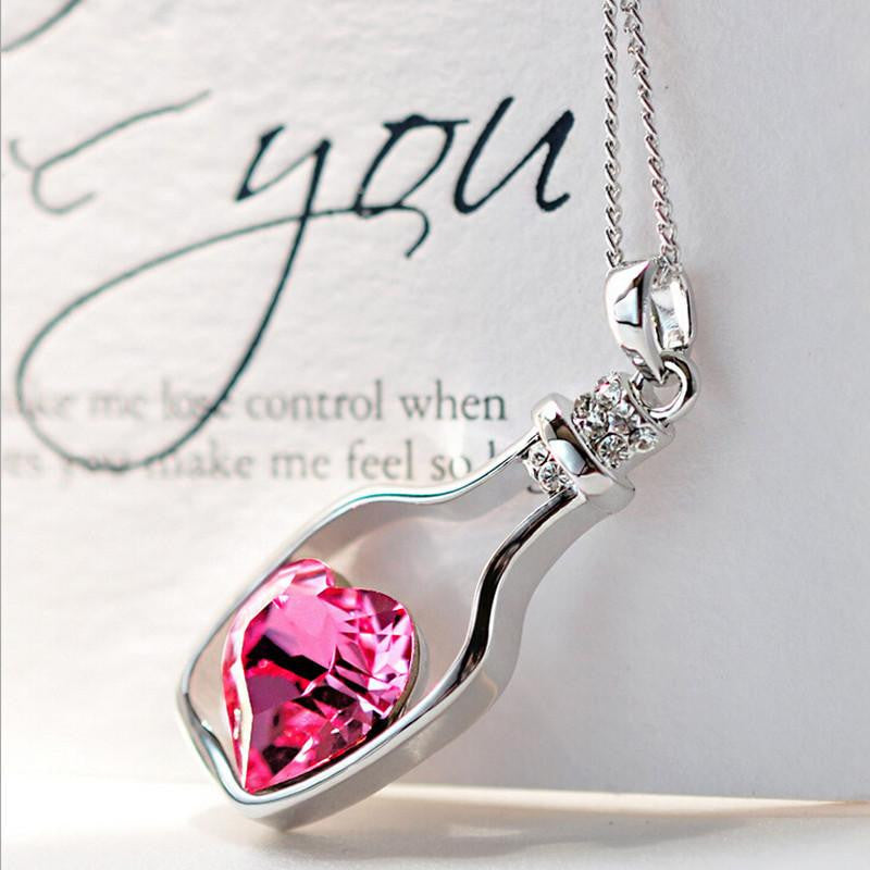 Crystal Heart In a Bottle Necklace - WikiWii