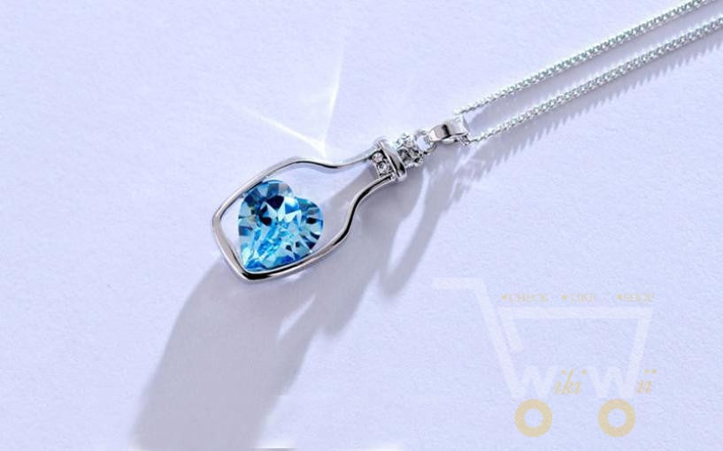 Crystal Heart In a Bottle Necklace - WikiWii